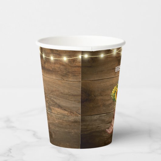 Cowboylaarzen Zonnebloem Westerse Bruiloft Papieren Bekers (Rechts)