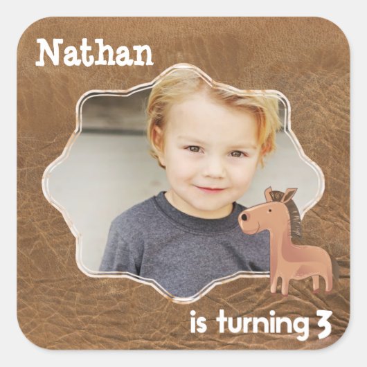 Cowboyleer met Paard Custom Vierkante Sticker (Voorkant)