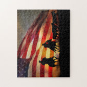 Cowboys and Horses Cattle Up with Flag Legpuzzel (Verticaal)