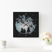 Cowboys and Horses Roping Big Full Moon Vierkante Klok (Huis)