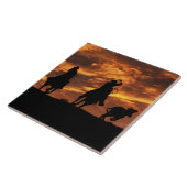 Cowboys and Horses Roping Steer Tegeltje (Zijkant)