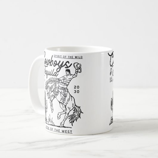 Cowboys And Tequila Texas Horse Riding Country Rod Koffiemok (Voorkant links)