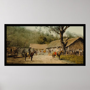 Cowboys at Mexican Hacienda 1890 Poster