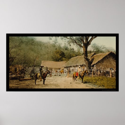 Cowboys at Mexican Hacienda 1890 Poster (Voorkant)