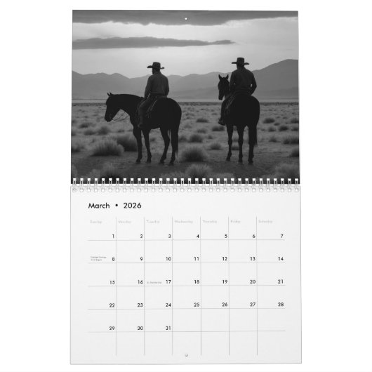 Cowboys B/W Kalender (Mar 2026)