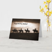 Cowboy's Birthday Sepia Toned Western Ride Kaart (Gele Bloem)