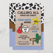 Cowboys Blue Check Verjaardag Sheriff Western Uitn Kaart (Voorkant / Achterkant)