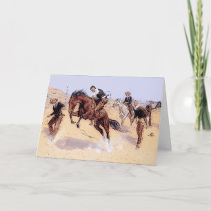 Cowboys - Cowboy Breaking Horse Feestdagen Kaart