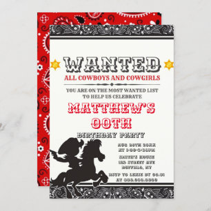 Cowboys & Cowgirl Bandana Birthday Party Invites