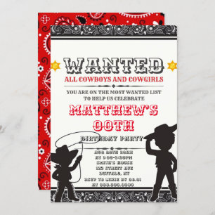 Cowboys & Cowgirl Bandana Birthday Party Invites