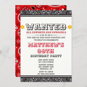 Cowboys & Cowgirl Bandana Birthday Party Invites