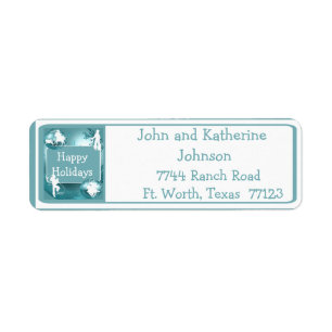 Cowboys Cowgirl die op blauwe fotolabels rondhange Etiket