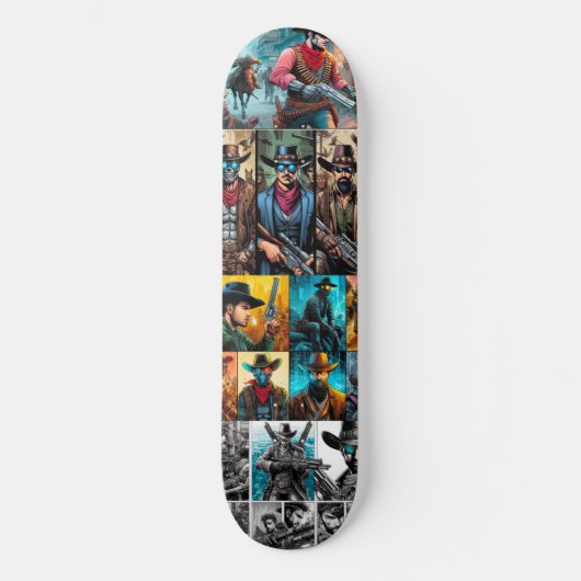 Cowboys Cyborg Comics Persoonlijk Skateboard (Voorkant)