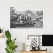 Cowboys die rond een Campsite foto eten Poster (Thuiskantoor)