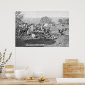 Cowboys die rond een Campsite foto eten Poster (Keuken)