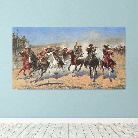  cowboys, een slag voor hout van Remington Canvas Afdruk (Insitu (Houten vloer))