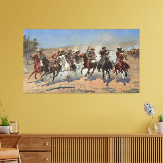  cowboys, een slag voor hout van Remington Canvas Afdruk (Insitu (Woonkamer))