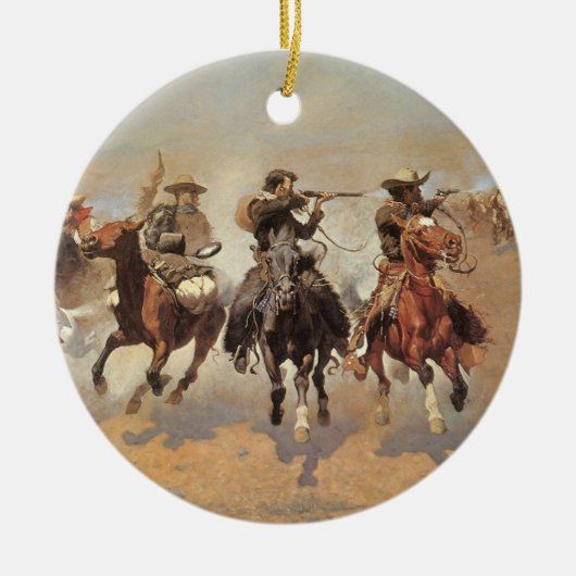  cowboys, een slag voor hout van Remington Keramisch Ornament (Voorkant)
