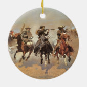  cowboys, een slag voor hout van Remington Keramisch Ornament (Achterkant)