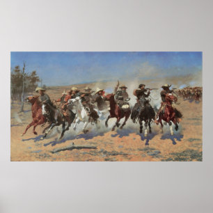  cowboys, een slag voor hout van Remington Poster