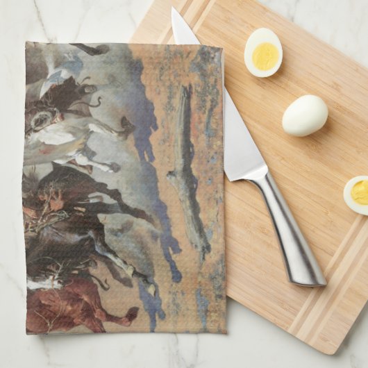  cowboys, een slag voor hout van Remington Theedoek (Quarter Fold)