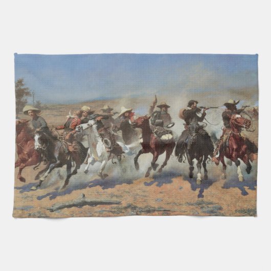  cowboys, een slag voor hout van Remington Theedoek (Horizontaal)