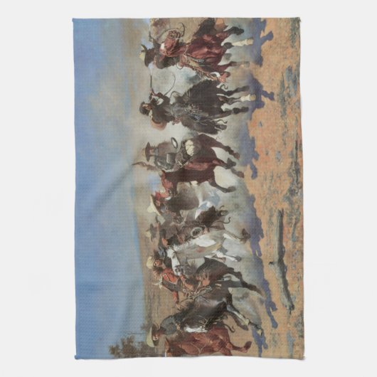  cowboys, een slag voor hout van Remington Theedoek (Verticaal)