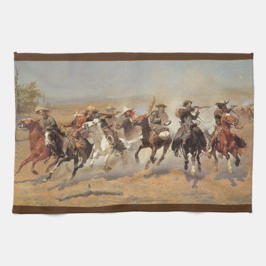  cowboys, een slag voor hout van Remington Theedoek (Horizontaal)