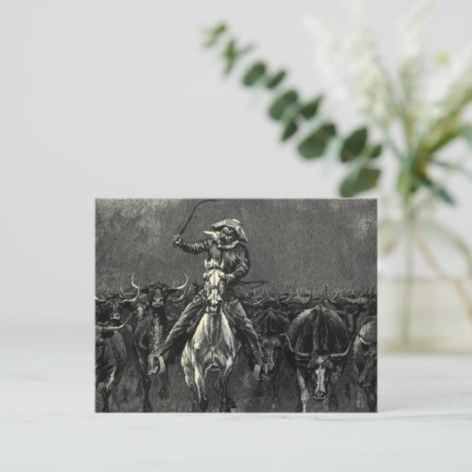  cowboys, een Stampede van Frederic Remington Briefkaart (Staand voorkant)
