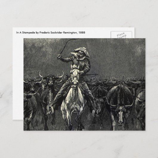  cowboys, een Stampede van Frederic Remington Briefkaart (Voorkant / Achterkant)
