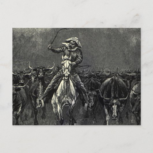  cowboys, een Stampede van Frederic Remington Briefkaart (Voorkant)