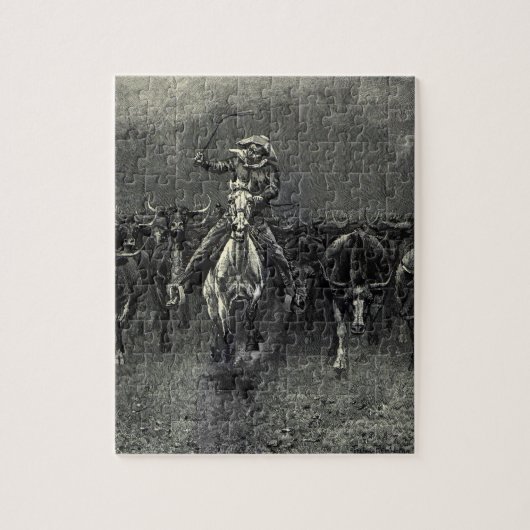 cowboys, een Stampede van Frederic Remington Legpuzzel (Verticaal)