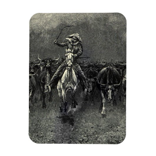  cowboys, een Stampede van Frederic Remington Magneet (Verticaal)