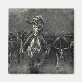  cowboys, een Stampede van Frederic Remington Magneet (Voorkant)