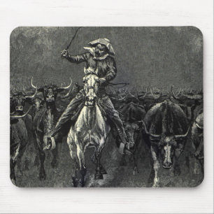 cowboys, een Stampede van Frederic Remington Muismat