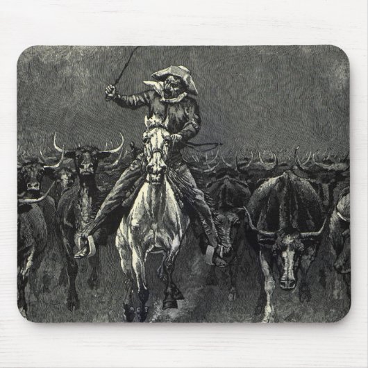  cowboys, een Stampede van Frederic Remington Muismat (Voorkant)