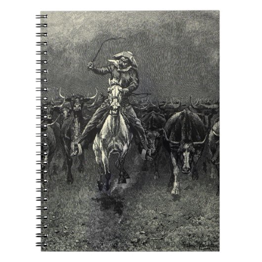cowboys, een Stampede van Frederic Remington Notitieboek (Voorkant)