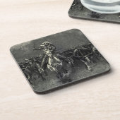  cowboys, een Stampede van Frederic Remington Onderzetter (Linkerzijde)