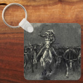cowboys, een Stampede van Frederic Remington Sleutelhanger (Voorkant)