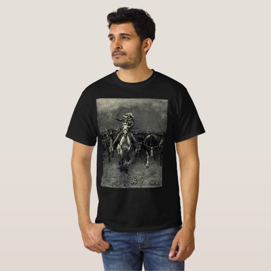  cowboys, een Stampede van Frederic Remington T-shirt (Voorkant volledig)