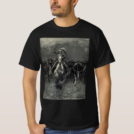  cowboys, een Stampede van Frederic Remington T-shirt (Voorkant)