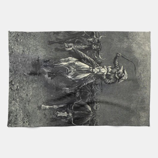  cowboys, een Stampede van Frederic Remington Theedoek (Horizontaal)