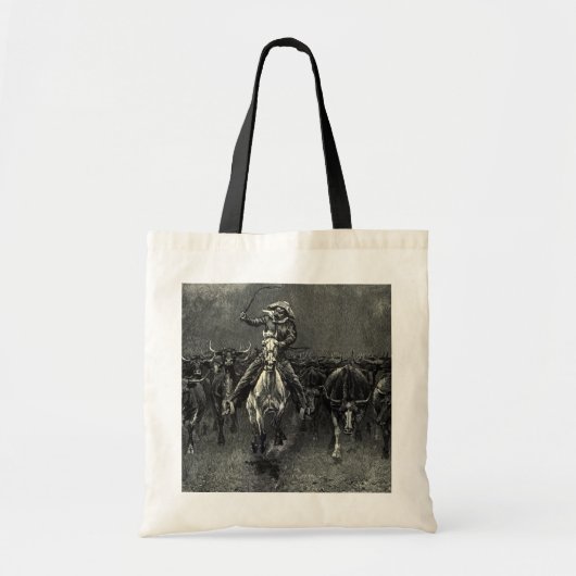 cowboys, een Stampede van Frederic Remington Tote Bag (Voorkant)