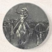  cowboys, een Stampede van Frederic Remington Zandsteen Onderzetter (Voorkant)