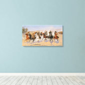 COWBOYS EN AMERIKAANSE INDIANEN.  WESTERN CANVAS AFDRUK (Insitu (Houten vloer))