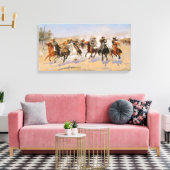 COWBOYS EN AMERIKAANSE INDIANEN.  WESTERN CANVAS AFDRUK (Insitu (Woonkamer))