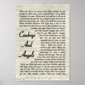 Cowboys en Angels Script Song Lyric Print (Voorkant)