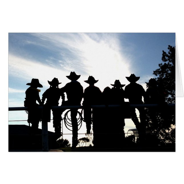Cowboys en cowgirl op het hek Westerne Kaart (Voorkant Horizontaal)
