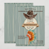 Cowboys en Indianen Feest Uitnodiging (Voorkant / Achterkant)