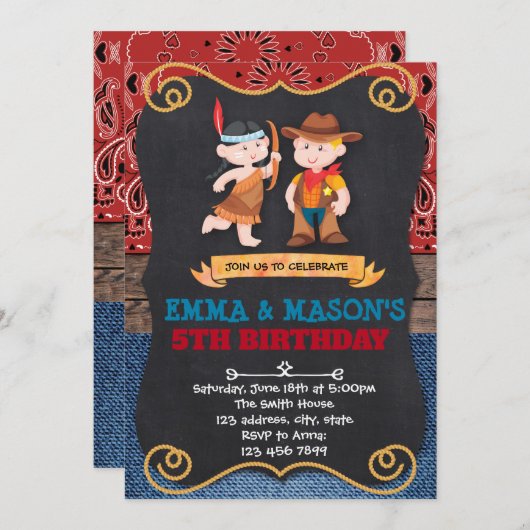 Cowboys en Indianen op uitnodiging (Voorkant / Achterkant)